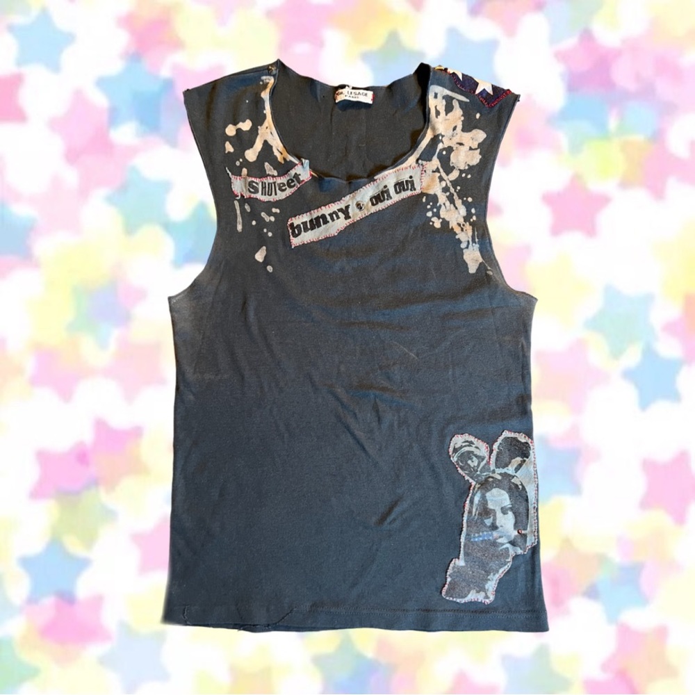Distressed Punk Patchwork Graphic Tank
